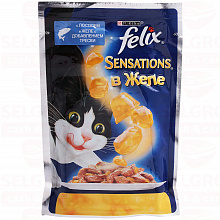 Корм для кошек PURINA FELIX SENSATIONS лосось и треска, 85г