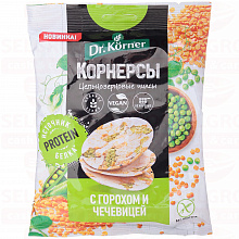 Чипсы кукурузно-рисовые DR.KORNER горох и чечевица, 50г