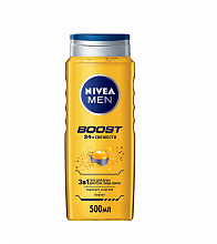 Гель для душа NIVEA MEN мужской, буст 3В1, 500мл