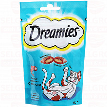 Лакомство для кошек DREAMIES с лососем, 60г
