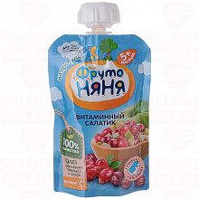 Пюре яблоко, шиповник, клюква, 90г