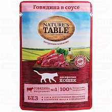 Корм для взрослых кошек NATURE`S TABLE говядина, 85г