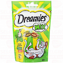 Лакомство для кошек DREAMIES курица и мята, 60г