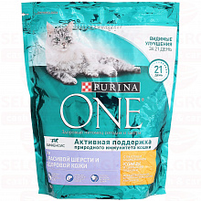Корм для кошек PURINA ONE для красивой шерсти, курица, 750г