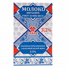 Молоко ультрапастеризованное ТЯЖИН 3,2%, 1л