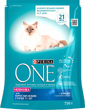 Корм для взрослых кошек PURINA ONE курица и цельные злаки, 750г