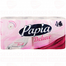 Туалетная бумага PAPIA DELUXE 4 слоя 8 рулонов белая