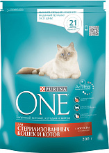 Корм для кошек PURINA ONE стерилизованных, лосось и тунец, 200г