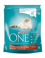 Корм для кошек PURINA ONE стерилизованных, лососьи тунец, 750г