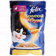 Корм для котят PURINA FELIX SENSATIONS утка и морковь, 85г