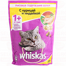 Корм для кошек WHISKAS курица и индейка, 800г