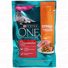 Корм для кошек PURINA ONE для стерилизованных , курица, 75г