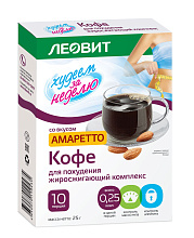 Кофе для похудения ЛЕОВИТ ХУДЕЕМ ЗА НЕДЕЛЮ со вкусом амарето, 25г