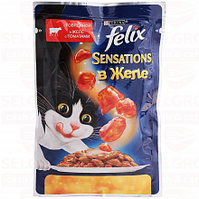 Корм для кошек PURINA FELIX SENSATIONS говядина и томат, 85г