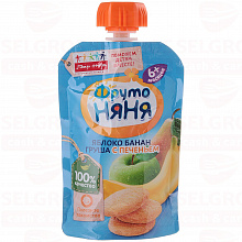 Пюре яблоко, банан, груша с печеньем, 90г