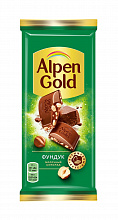 Шоколад молочный ALPEN GOLD с дробленым фундуком, 85г