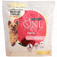 Корм для собак PURINA ONE MINI сухой, индейка, 1.5кг