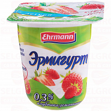 Продукт йогуртный EHRMANN ERMIGURT клубника и земляника 0,3%, 100г