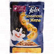 Корм для кошек PURINA FELIX SENSATIONS утка и шпинат, 85г